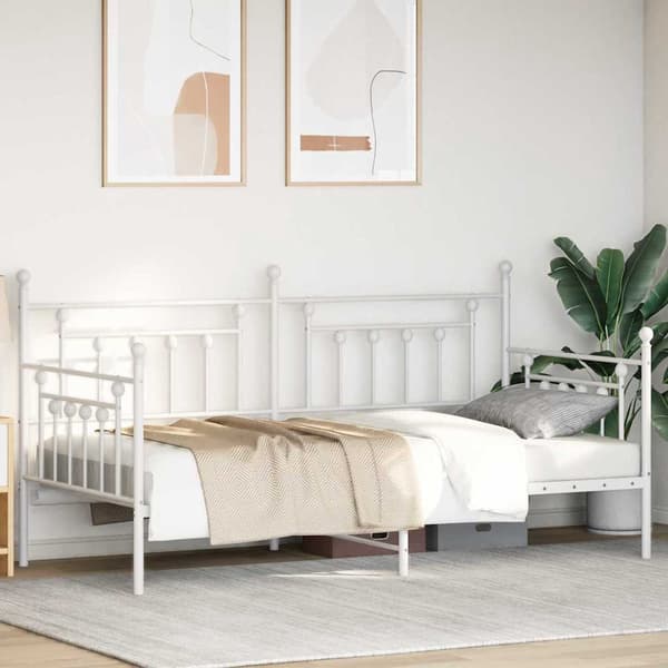 vidaXL Dagbäddram Vit 100 x 190 cm Stål