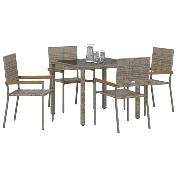vidaXL Trädgårdsmöbelset 5 pcs Grå konstrotting