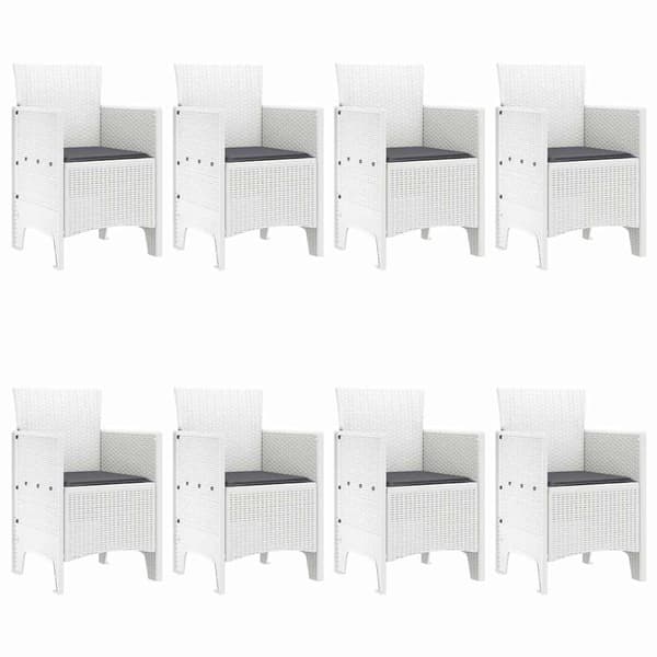vidaXL Trädgårdsmöbelset 9 pcs Vit Polypropylen