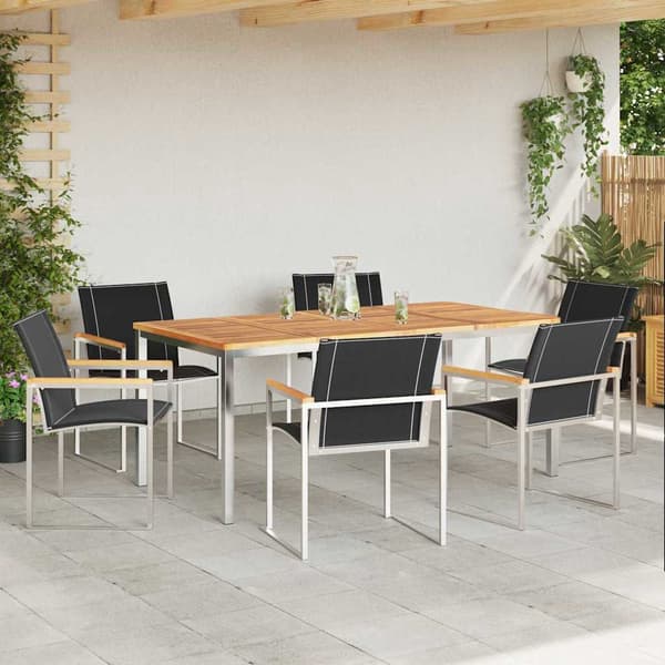 vidaXL Hage Spisegruppe 7 pcs Brun Solid akasietre