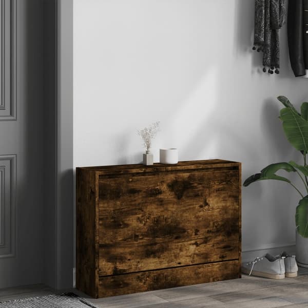 vidaXL Skoskap røkt eik 80x21x57 cm konstruert tre