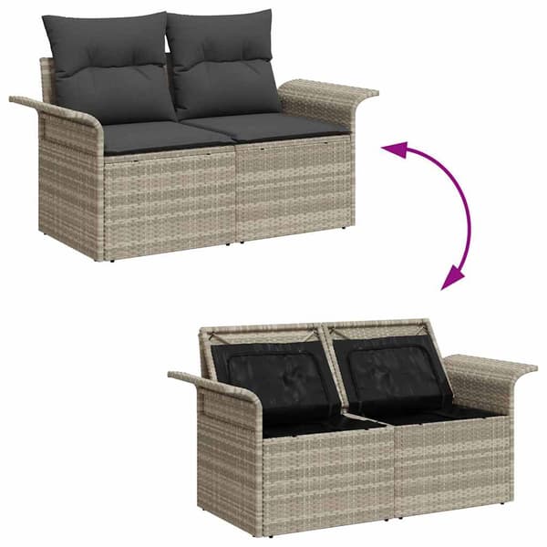 vidaXL Trädgårdsoffset 8 pcs Ljusgrå och mörkgrå konstrotting