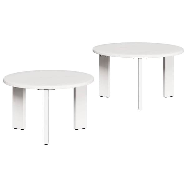 vidaXL Kaffeebord 2 pcs Vit Massivt tallträ