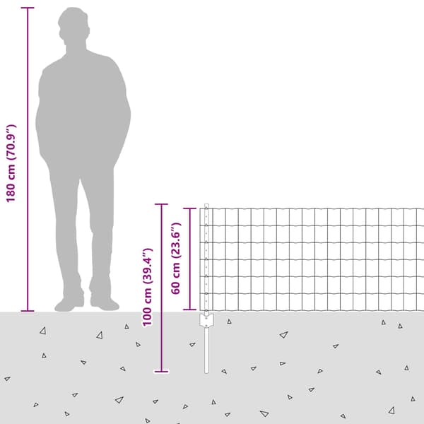 vidaXL Gjerde med stolpe sølv 0,6 x 10 m Stål