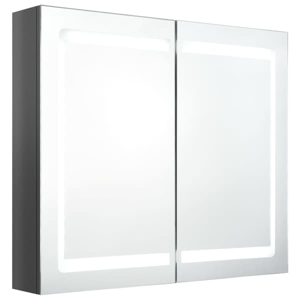 vidaXL LED-speilskap til bad blank grå 80x12x68 cm