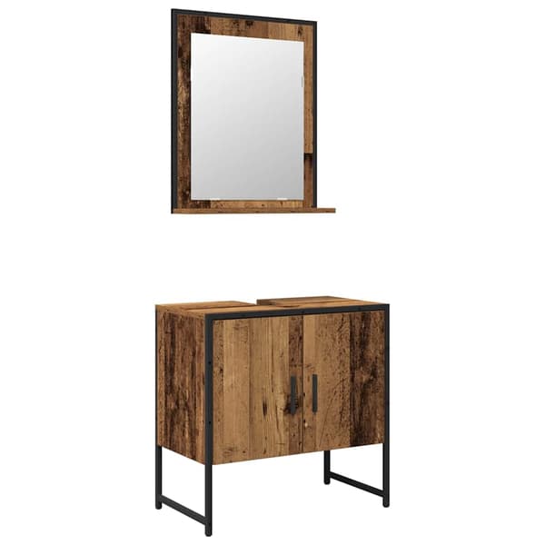 vidaXL Badrumsmöbelset Väggmonterad 2 pcs Brun Konstruerat trä