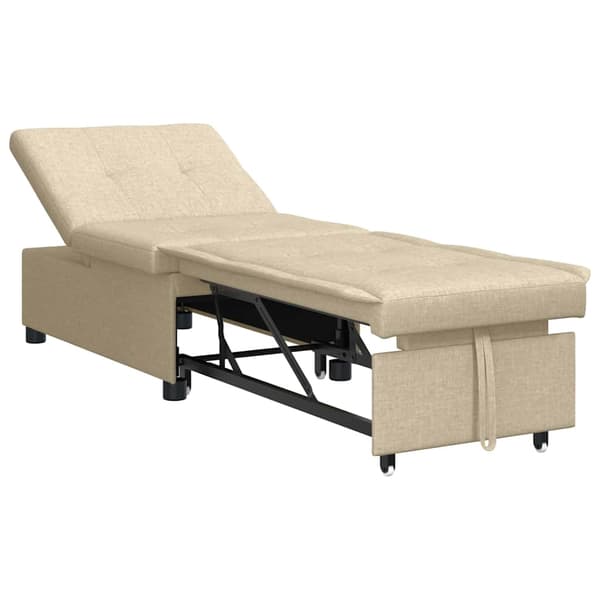 vidaXL Pull Out Sofa Bed Kräm 194 x 50 x 82 cm tyg