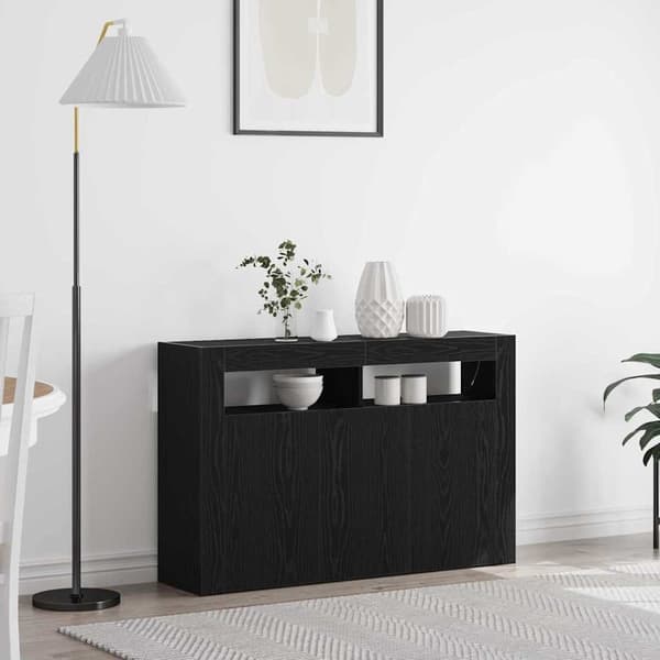 vidaXL Serviesskap Svart Eik 116 x 30 x 75 cm Konstruert tre