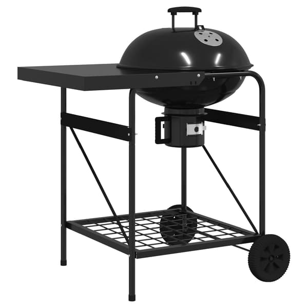 vidaXL Svart Stål Standard Bärbar Utomhusgrill Rektangulär Modern