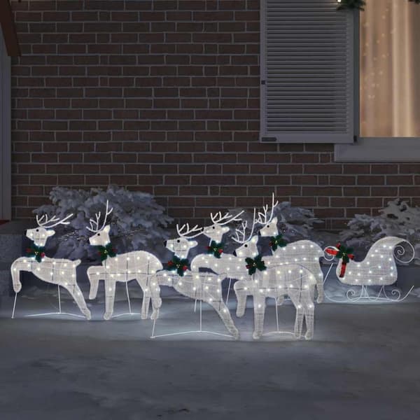 vidaXL LED Reinsdyr 7 pcs sølv stoff