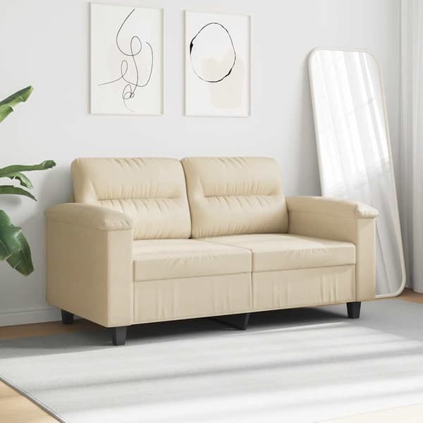 vidaXL 2-sitssoffa gräddvit 120 cm mikrofibertyg