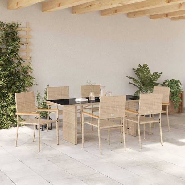 vidaXL Hage Spisegruppe 7 pcs Beige polyrotting