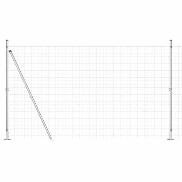 vidaXL Gjerde med stolpe sølv 1,4 x 10 m Stål