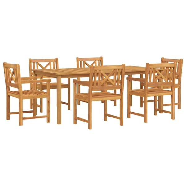 vidaXL Hage Spisegruppe 7 pcs Brun Solid akasietre