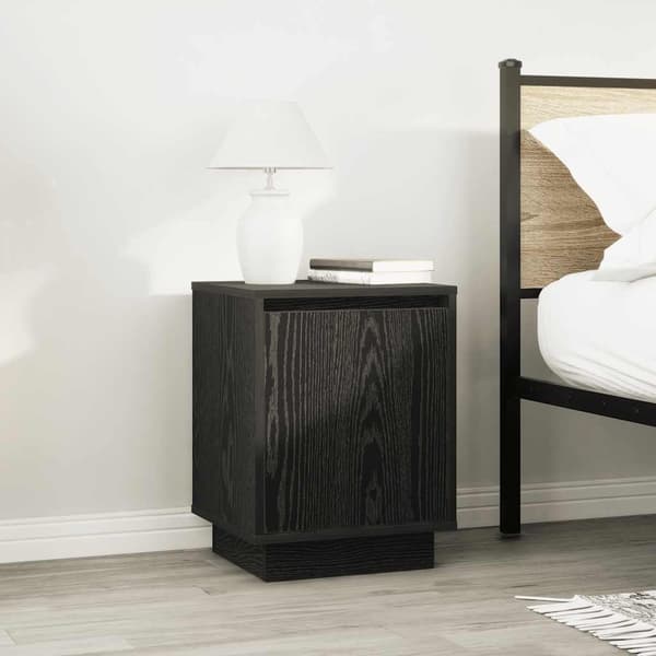 vidaXL Nattskap med LED-lys Sort 38x34x50 cm
