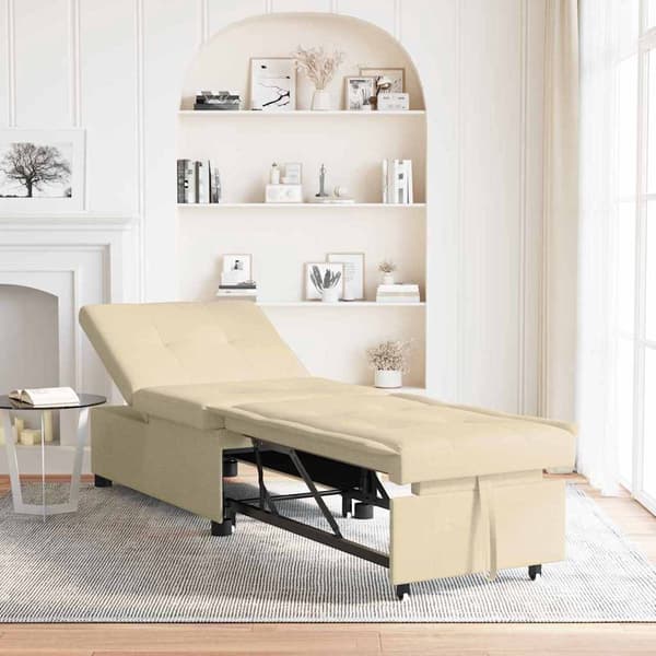 vidaXL Pull Out Sofa Bed Kräm 194 x 50 x 82 cm tyg