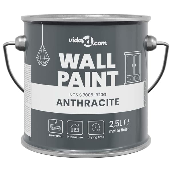 vidaXL Väggfärg Grå 2,5 L Väggprint