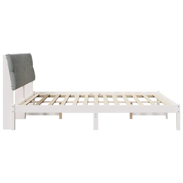 vidaXL Sängram med Vadderad Sänggavel Vit 180 x 200 cm
