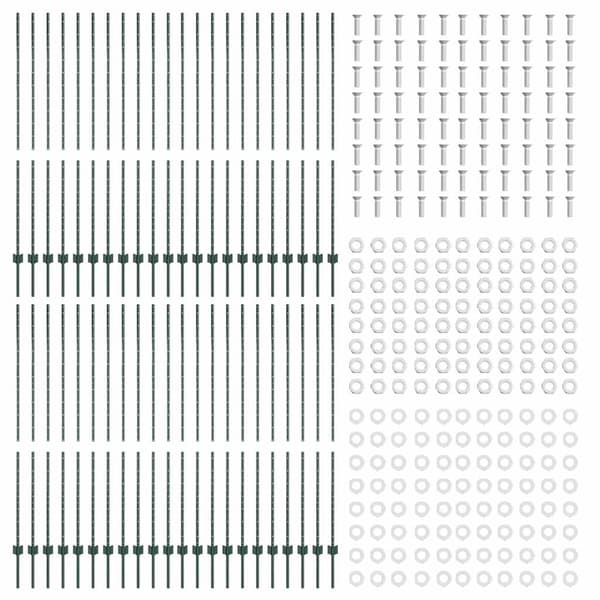 vidaXL Gjerdepåle 44 pcs grønn 200 cm Stål