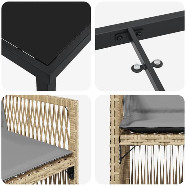 vidaXL Trädgårdsmöbelset 9 pcs Beige Pulverlackerat stål