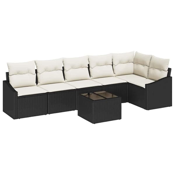 vidaXL Soffset med kudde 7 pcs Svart konstrotting