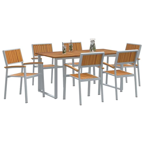 vidaXL Hage Spisegruppe 7 pcs Grå Solid akasietre