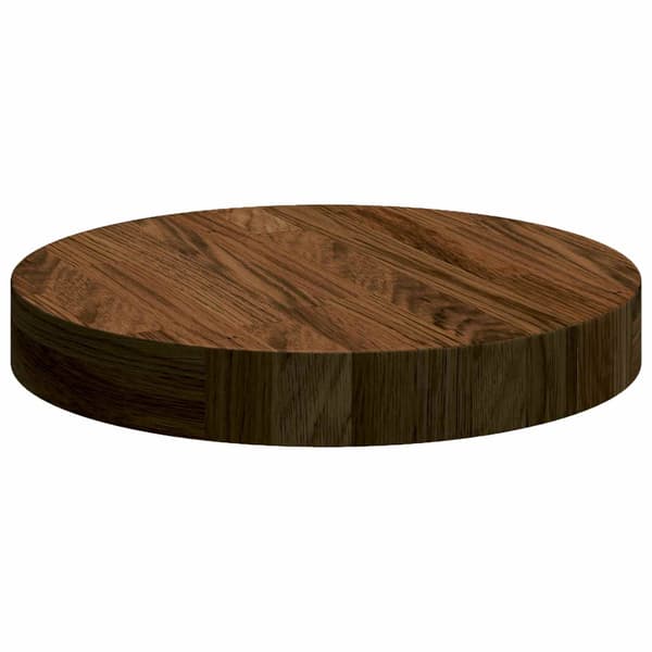 vidaXL Bordplate Mørkebrun Ø 30 x 4 cm Solid eik