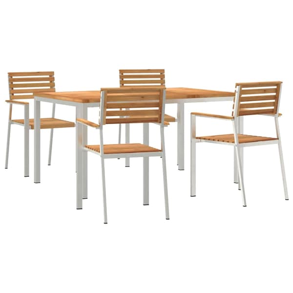 vidaXL Trädgårdsmöbelset 5 pcs Brun Massivt teakträ
