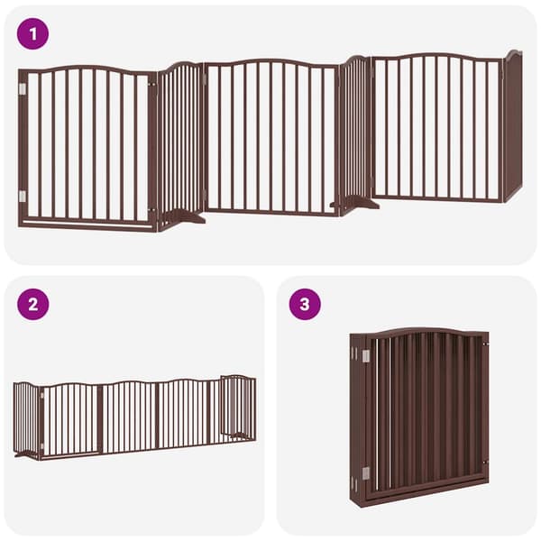 vidaXL Hundeport sammenleggbar 6 paneler brun 480 cm poppeltre