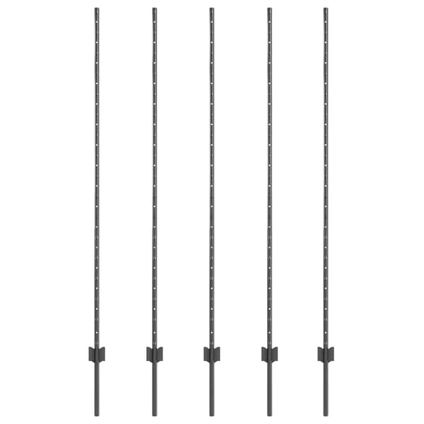 vidaXL Gjerdepåle 5 pcs Grå 150 cm Stål