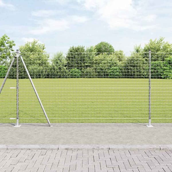 vidaXL Stängselstolpe 7 pcs Silver Stål