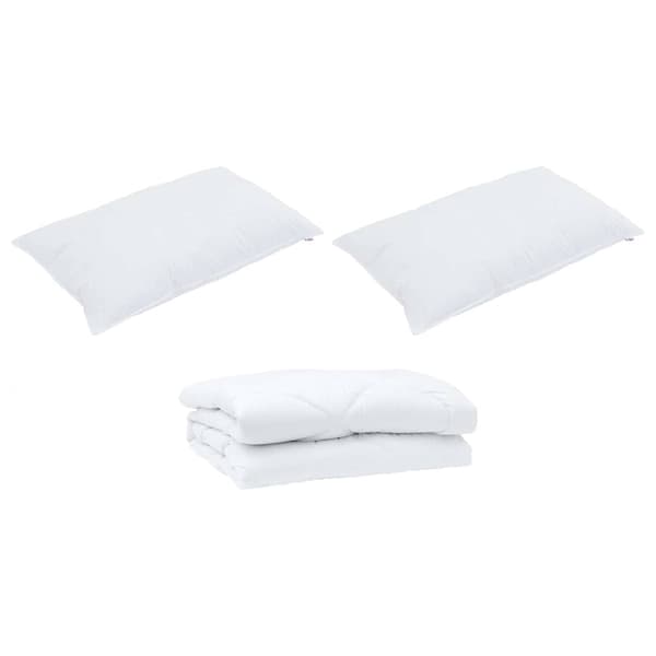 vidaXL Duntäcke med kudde 3 pcs Vit Mikrofiber