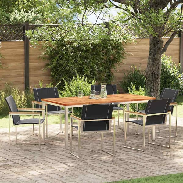 vidaXL Hage Spisegruppe 7 pcs Brun Solid akasietre