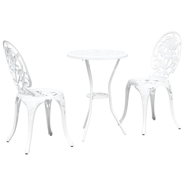 vidaXL Trädgårdsbistroset 3 delar Vit Aluminium