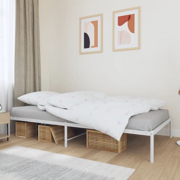 vidaXL Sängram metall vit 107x203 cm