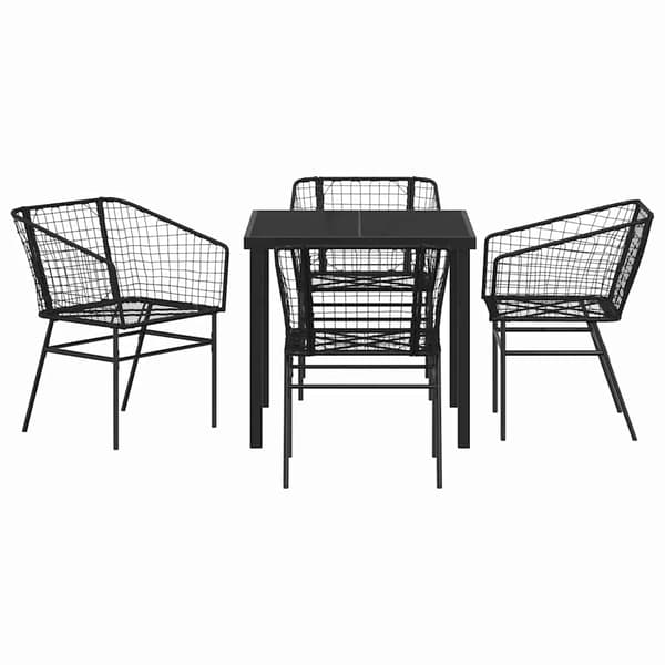 vidaXL Hage Spisegruppe 5 pcs Svart polyrotting