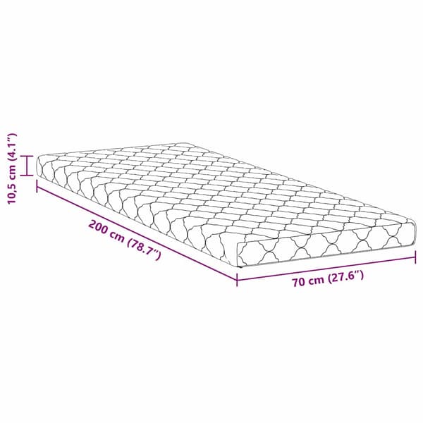 vidaXL Madrass Vit 70 x 200 cm Jacquardtyg