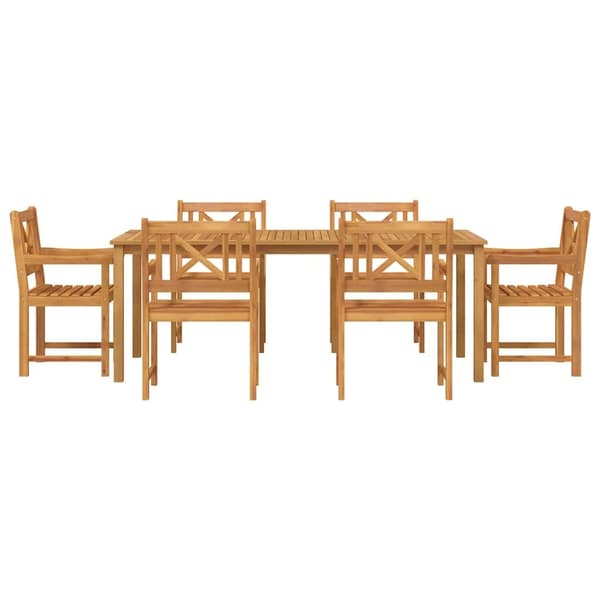 vidaXL Hage Spisegruppe 7 pcs Brun Solid akasietre