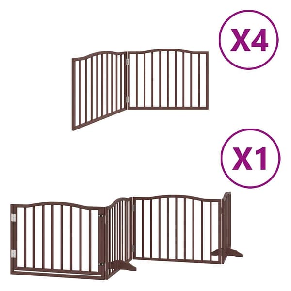 vidaXL Hundgrind med dörr vikbar 12 paneler brun 960 cm poppel