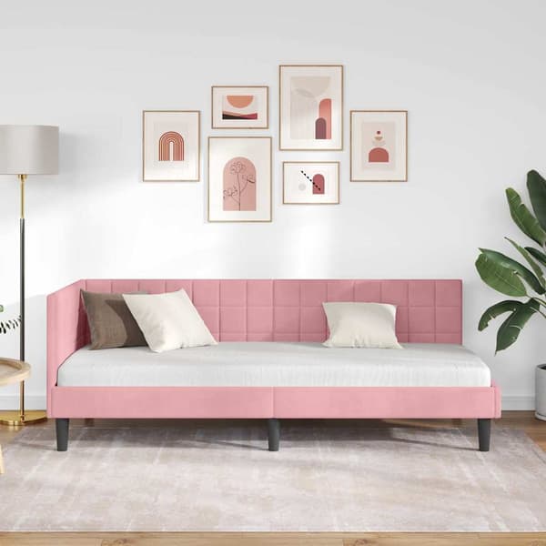 vidaXL Hörnssängram Rosa 80 x 200 cm Sammet