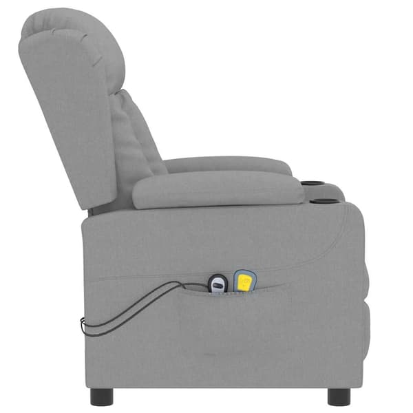 vidaXL Elektrisk massagefåtölj ljusgrå tyg