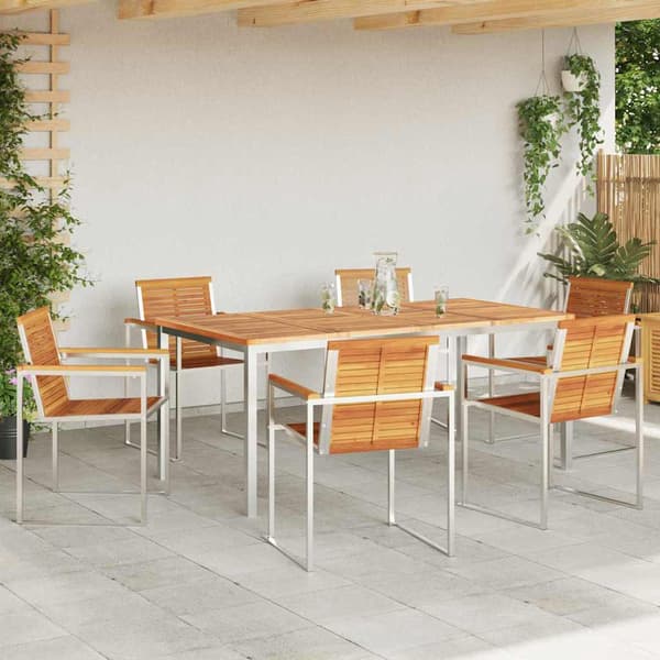 vidaXL Hage Spisegruppe 7 pcs Brun Solid akasietre