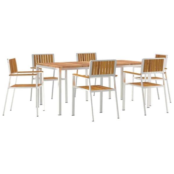vidaXL Utendørs spisestue sett 7 pcs Brun Solid akasietre