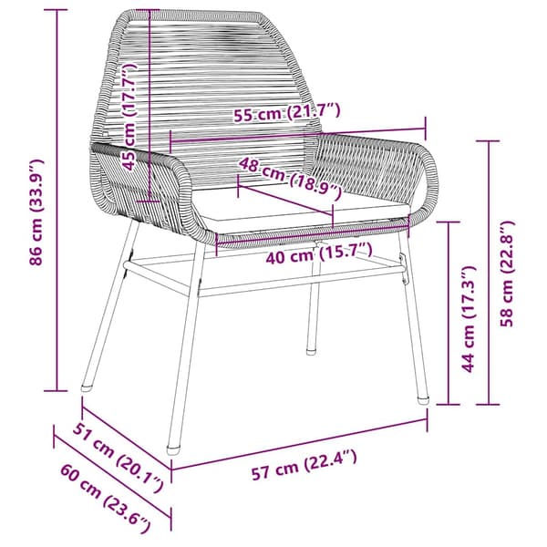 vidaXL Trädgårdsmöbelset med kudde 5 pcs Brun konstrotting