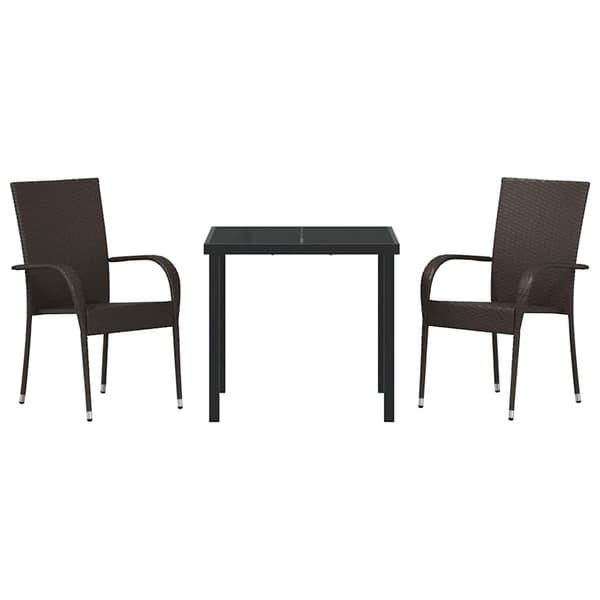 vidaXL Trädgårdsmöbelset 3 pcs Brun Pulverlackerat stål