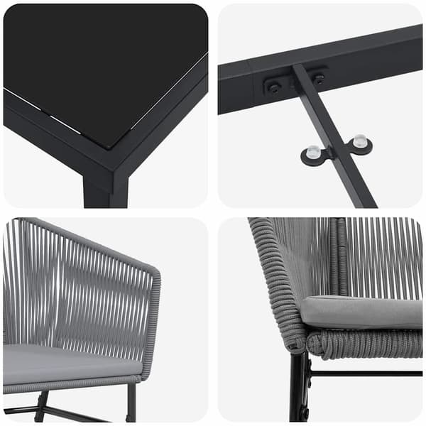 vidaXL Trädgårdsmöbelset med kudde 7 pcs Grå Pulverlackerat stål