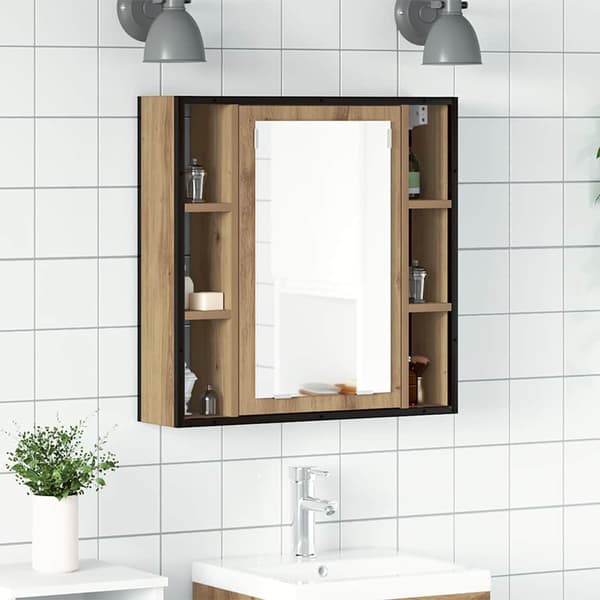 vidaXL Baderomsskap med speil artisan eik 60x16x60 cm konstruert tre