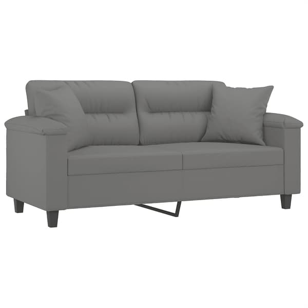 vidaXL 2-sitssoffa med prydnadskuddar mörkgrå 140 cm mikrofibertyg
