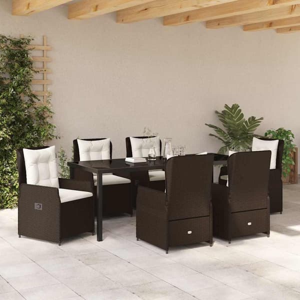 vidaXL Trädgårdsmöbelset 7 pcs Brun konstrotting