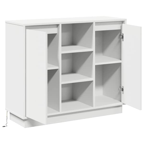 vidaXL LED sideboard Hvit 90 x 32 x 75 cm Konstruert tre